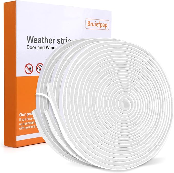 33.3FT Self-Adhesive Weather Stripping Seal for Door Frames and Sliding Windows, Weatherstripping for Soundproofing, Dustproof, Window Insulation for Winter, 0.35'' Wide x 0.2'' Thick, White