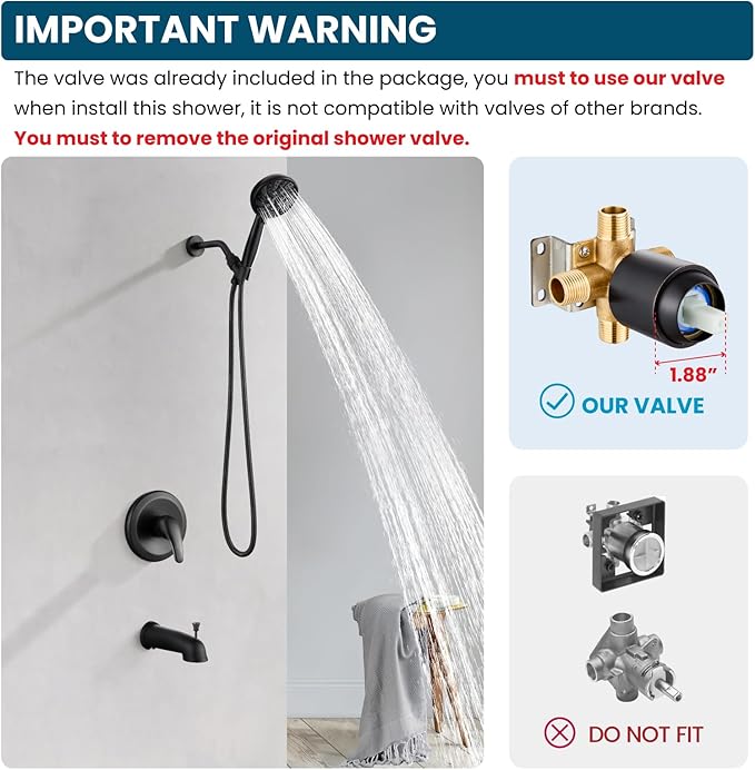 gotonovo Bathroom Shower Head Kit High Pressure Combo System Shower Faucet 6 Modes ABS Handheld Spray Shower Trim Kit Valve Included Shower Head and Handle Set Oil Rubbed Bronze