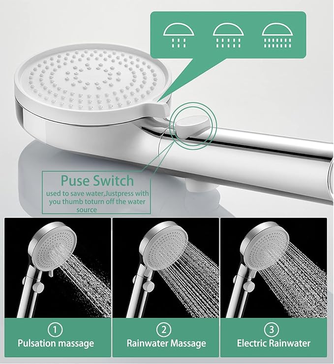 RV Outdoor Shower Head Kit with Garden Hose Fitting and Suction Cup - RV Outside Shower - Easily Installed and Removed On Outside of Camper (Chrome, 100 Inches Hose)