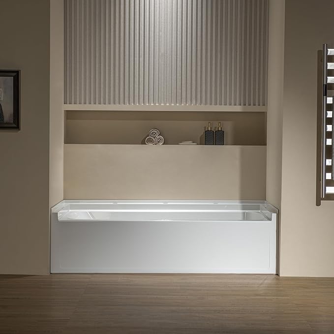 WOODBRIDGE 60” x 32” Alcove Soaking Bathtub in white with Right-Hand Drain Hole