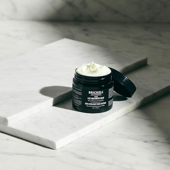 Brickell Men's Retinol Face Moisturizer Cream For Men, Natural & Organic, Anti-Wrinkle Face Night Cream with Retinol & Hyaluronic Acid To Reduce Fine Lines and Even Skin Tone, Fragrance-Free, 2 Ounce
