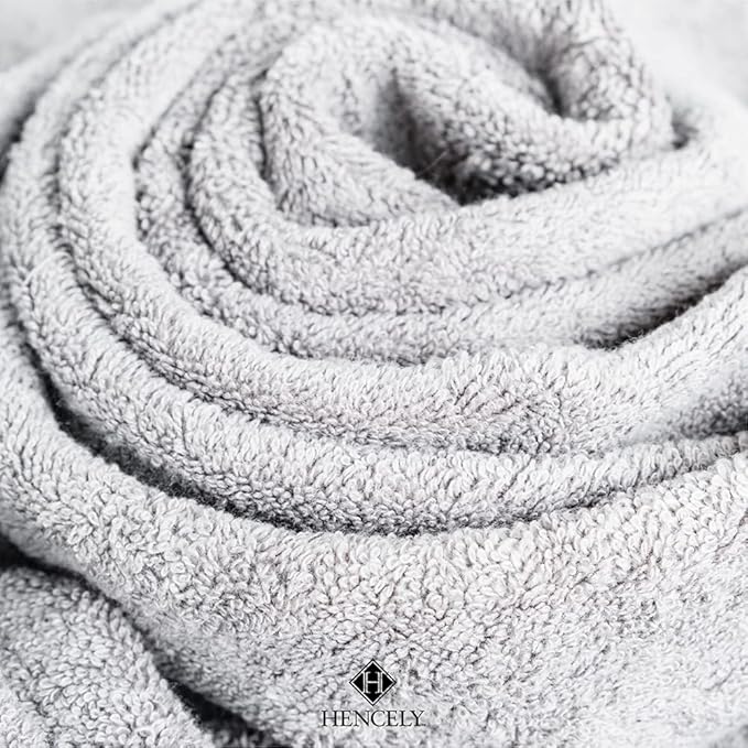 Hencely 6-Piece Bath Towel Set - High Absorbency, Quick Drying - 100% Soft Turkish Cotton - 2 Bath Towels, 2 Hand Towels, 2 Washcloths - for Bathroom, Home, Hotel, Spa, and Gym - 6-Pack Silver