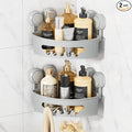 LEVERLOC Corner Shower Caddy Suction Cup, shower shelves suction cup, 2 Pack Basket Powerful Bathroom, Waterproof & Oil-proof Organizer for Kitchen, No-Drilling Removable (Grey)