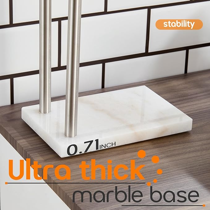 Free Standing Towel Rack Brushed Nickel 2-Tier Hand Towel Bars for Bathroom Vanity Countertop with Thicken Steady Marble Base, Stainless Steel AN7003BR