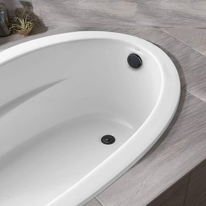 Artiwell Lift & Turn Tub Trim Set with Two-Hole Overflow Faceplate, All Brass Bathtub Conversion Kit Assembly with 2-Hole Overflow Face Plate and Universal Fine/Coarse Thread (MATT Black)