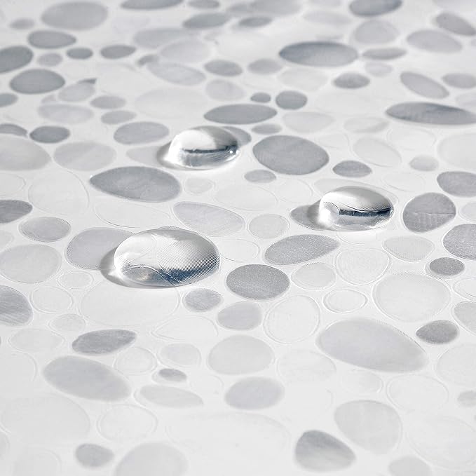 AooHome 48x72 Inch Stall Size Shower Curtain Liner, EVA Shower Curtain 3D Pebble Pattern Narrow Shower Liner, Heavy Duty, Water Repellent, Semi Transparent