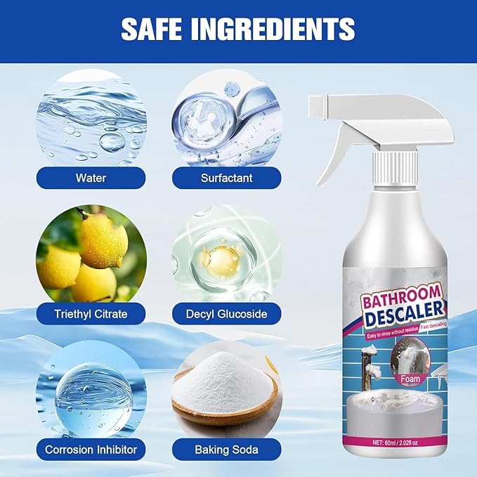 Bathroom Descaler Foam Cleaner,Bubble Cleaner Foam,Bathroom Glass Descaler,All Purpose Rinse Cleaning Foams Spray For Bathtub,Toilet,Glass,Faucet(2PCS)