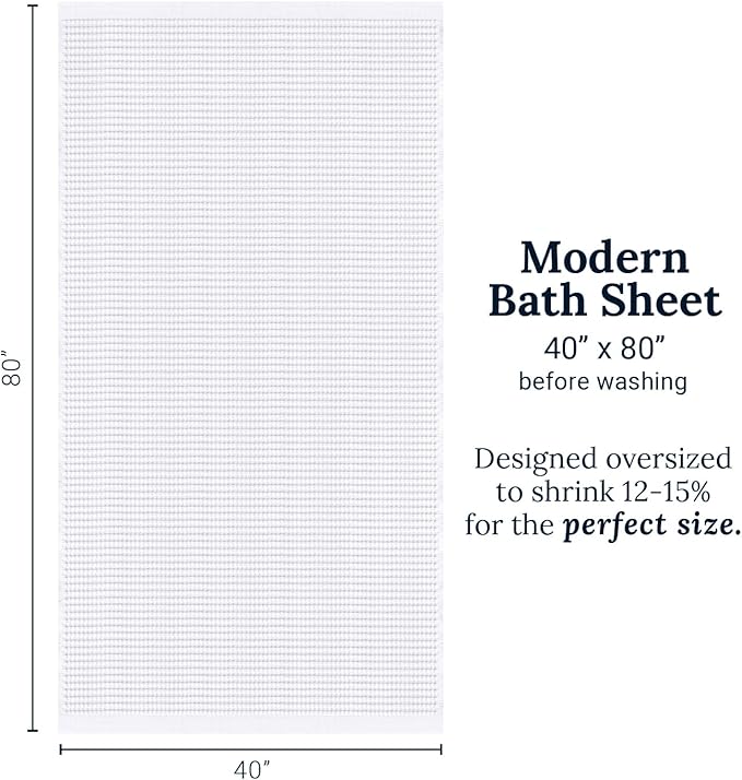 GILDEN TREE Waffle Bath Sheet Quick Dry Towel, Thin Luxury Bath Towels, 40x80 Large Bath Towels 2 Pack Bath Sheets, Modern Style (White)