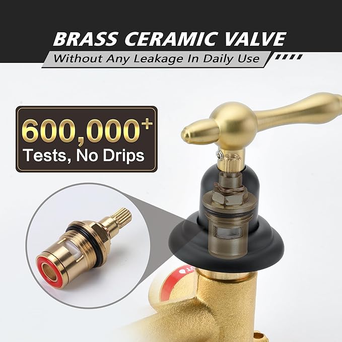 SUMERAIN High Flow Wall Mount Tub Filler, Vintage Bathtub Faucet with Sprayer and Rough-in Valve, Black and Gold Finish