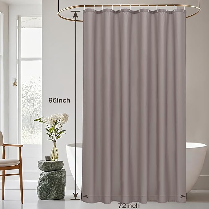 AooHome 72x96 inch Fabric Shower Curtain Liner, Water Repellent Extra Long Bathroom Curtain for Hotel with Hooks, Weighted Hem, Chocolate