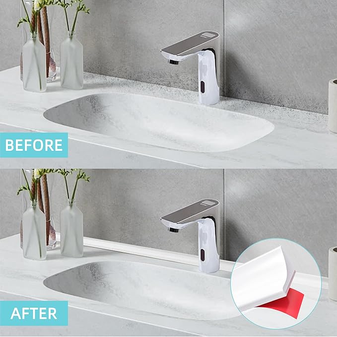 Shower Threshold Water Dam,Walk in Shower Water Guard, Shower Dam Water Barrier Bathroom Sink Splash for Dry And Wet Separation Caulk Seal Strip Edge Trim (78Inch, White)
