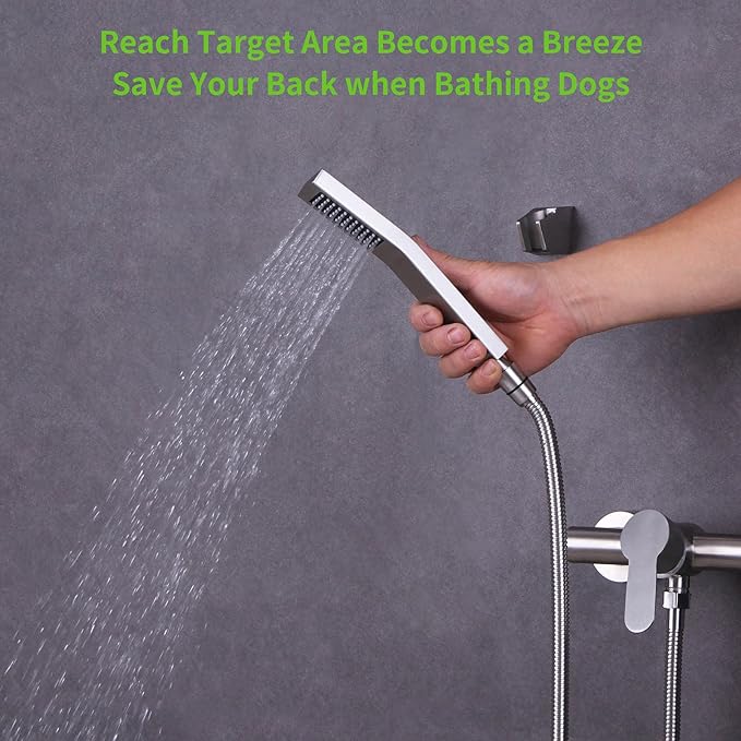 Brushed Nickel Shower Hose 59", Angle Simple Stainless Steel Replacement Head Hose, Flexible Hand Held Sprayer, 1/2" IPS