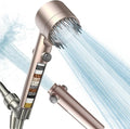 Filtered Shower Head with Handheld, High Pressure Water Flow and Multiple Spray Modes Shower Head with Filter, Power Wash for Hard Water, Showerhead with ON/OFF Switch for Pets Bath (Golden)
