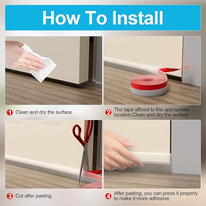 Best Door Weather Stripping Extra Thick 2mm Door Draft Stopper Silicone Seal Strip, Draft Seal Tape for Doors Windows and Shower Glass Gap 2 Inch(W) x 20 FT(L)