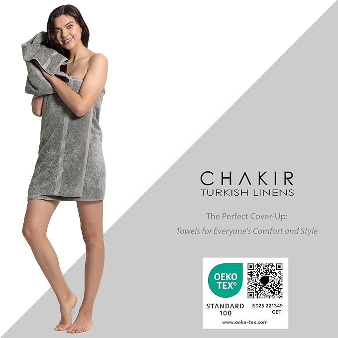 Chakir Turkish Linens | Hotel & Spa Quality 100% Cotton Premium Turkish Towels | Soft & Absorbent (8-Piece Towel Sets, Gray)