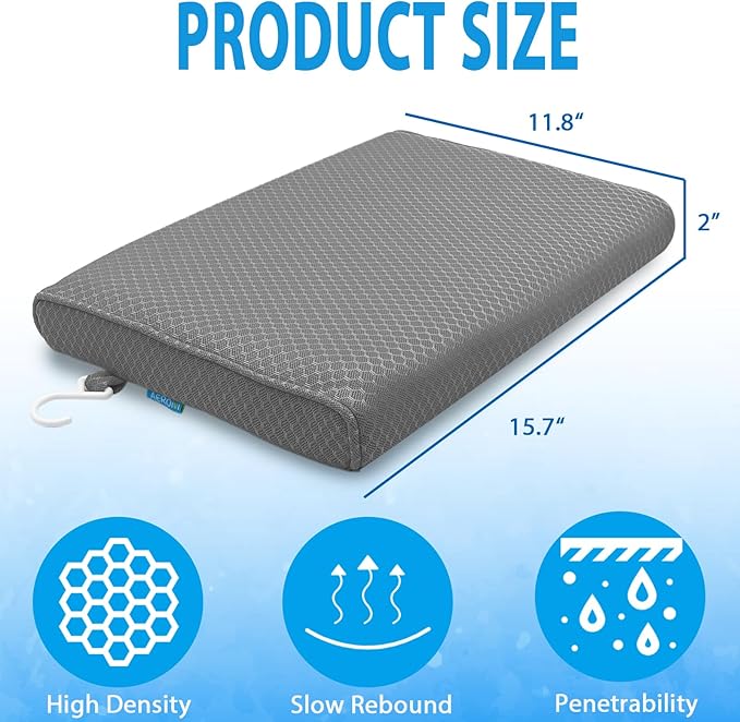 Shower Seat Cushion, Shower Chair Cushion for Transfer Benches in Bathtub, Cushion for Sauna, 3D Mesh Pad with Hook, Slip-Resistant, Design for Elderly, Senior, Handicap Disabled
