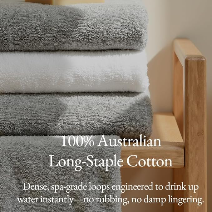 Italic Ultraplush 100% Australian Cotton Bath Sheets - Set of 2 Luxury Extra Large Heavy Duty Bath Sheets, 800GSM Plush and Absorbent Bath Sheets for Hotels, Bath & Spa (Light Gray)