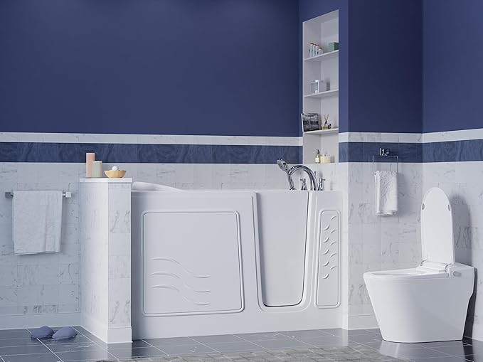 ANZZI Walk-In Soaking Tub 30x60 in Right Drain Quick Fill White – Deep Non-Jetted Bath with ADA Seat, Grab Bar, Slip-Resistant Floor, Quick Fill Faucet & Handheld Shower for Safe Easy Access