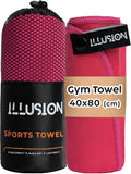 illusion Small Microfiber Gym Towels for Men and Women Active Sports (32" L x 16''W)-Lightweight Quick Dry Gym Towel for Sweat-Workout Towels Ideal for Yoga, Camping, Running, and Outdoor Activities