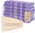 SOULMARK 100% Cotton Turkish Beach Towel with Bag - 38"x71" - 6 Pack - Made in Green & Oeko TEX Certified - Pre-Washed and Sand Free - Quick Dry and Lightweight for Travel - Made in Turkey - Purple