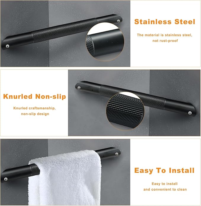 Shower Foot Rest for Shaving Legs Shower Foot Stool- Wall Mounted Bathtub Foot Rest Stainless Steel 304 Foot Rset Bar- Black