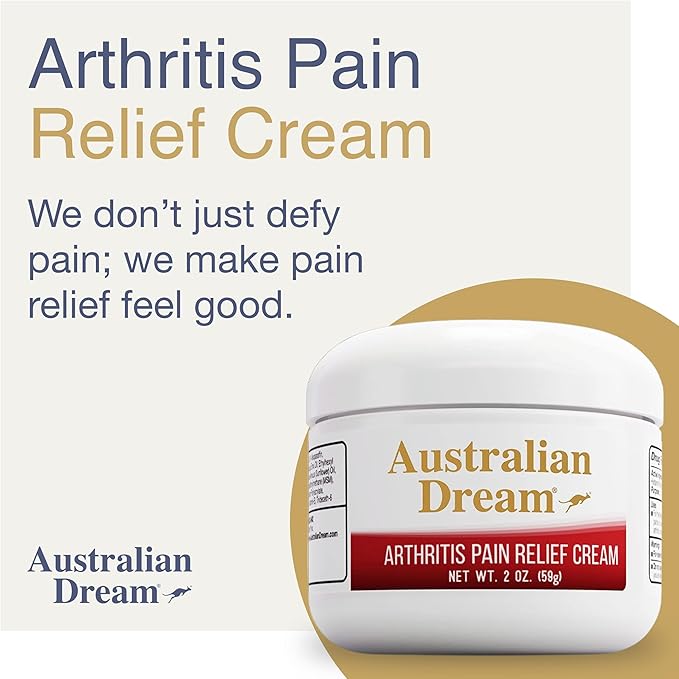 Australian Dream Arthritis Pain Relief Cream - Soothing & Non-Greasy - Powerful Topical Arthritis Pain Relief - Good for Muscle Aches or Joints - 2 oz Jar