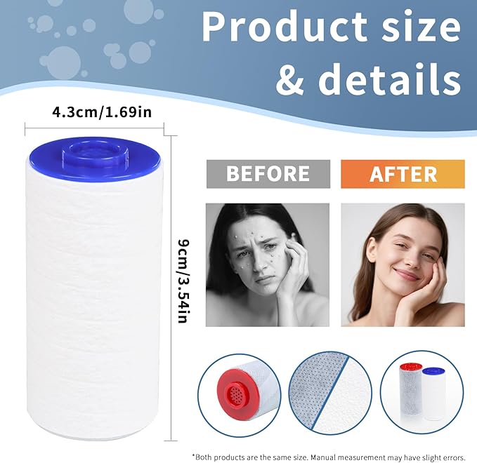 Replacement Filters for Weddell Duo Shower System - High-Performance Removal of Chlorine, PFAS, Contaminants | Promotes Skin & Hair Wellness (3Blue+3Red)