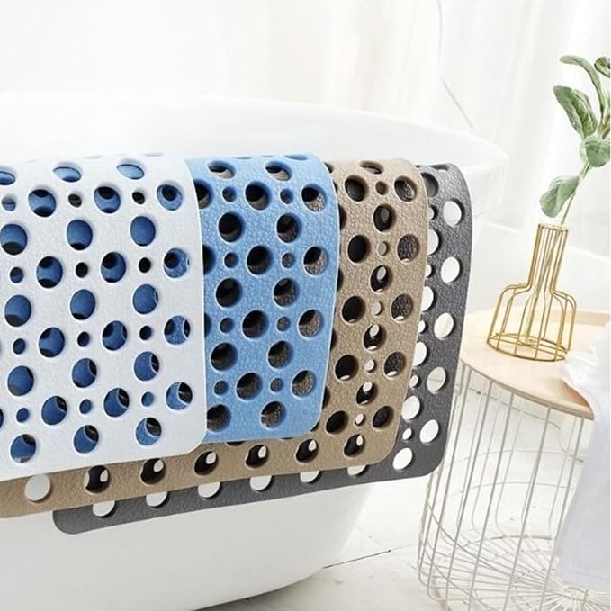 Casa and Beyond Shower Mat,Non Slip Bath Mat and Shower Mat with Suction Cups and Drain Holes,Bathroom Mat Easy to Clean Soft Machine Washable,Bathtub Mat Easy Dry&Cut (Coffee,28" x 28"(Rectangular))