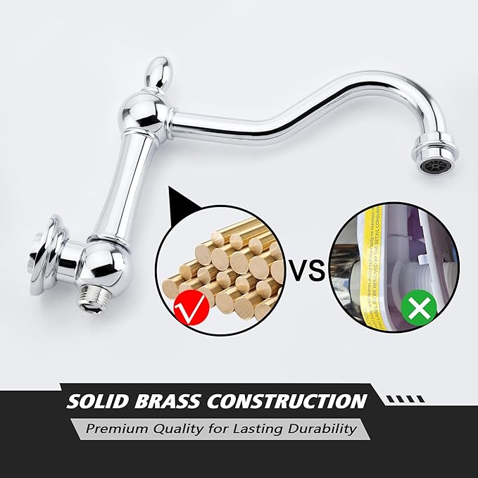 SUMERAIN Vintage Wall Mounted Bathtub Faucet with Hand Shower, High Flow Tub Filler Chrome Finish, Rough-in Valve Included