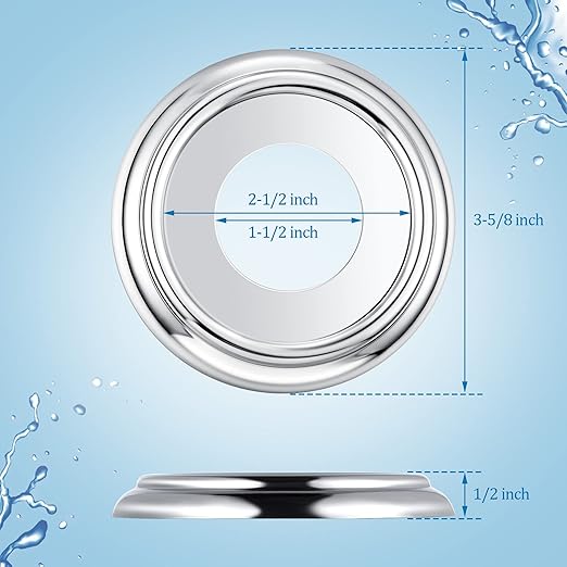 Enhon 2 Pack Metal Tub Spout Cover Ring, Bathroom Faucet Remodeling Wall Plate with Foam Gasket, 1-1/2 Inch ID and 3-5/8 Inch OD(Chrome)