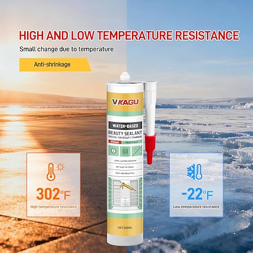VGS66 Beauty Silicone Sealant for Trim & Baseboards - Flexible Interior Gap Filler for Crown Molding, Door Frames & Woodwork - Easy Water Clean-Up, Paint-Ready in 30 Mins, White