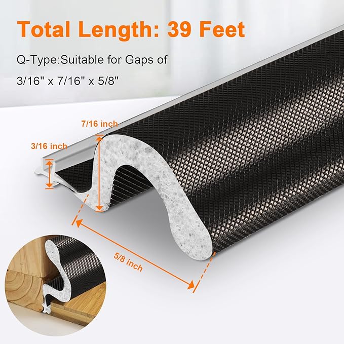 Storystore Door Weather Stripping 39 FT, Foam Kerf Weather Stripping Door Seal for Doors and Windows Insulation with Slot Card Frame