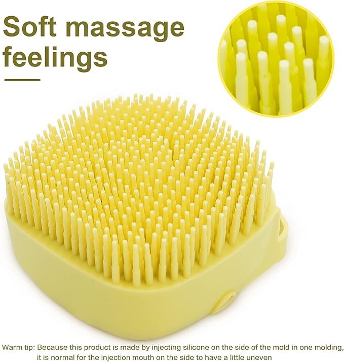 Pet Bath Brush Dog Baths Brush Shampoo Dispenser Soft Silicone Dog Bathing Brushes Dogs Shampoo Brushes scrubbers for Cats and Dogs Shower Brush Grooming (Yellow)