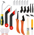 BDS-HOME 23 Pack Grout Removal Tool Kit, 2 Tile Grout Saws with 6 Extra Blades, 2 Hand Grout Saw with 5 Cleaning Sawtooth Blades, Hook Knife, for Bath Shower Floor Tile Grout Cleaning Caulk Remover