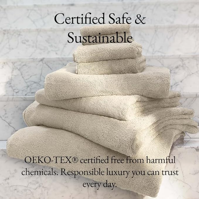 Italic Ultraplush 12-Piece Family Towel Set – Luxury Bath Towels, Hand Towels & Washcloths – 800GSM Quick Dry & Highly Absorbent 100% Australian Cotton for Bathroom & Spa (Sand)