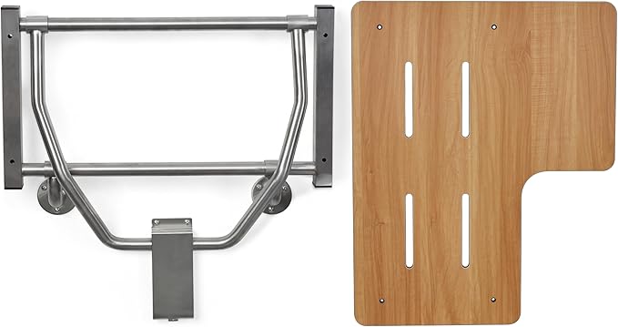 Seachrome 32" x 22.5” Teak Reversible Folding Transfer Tub/Shower Seat, ADA Compliant