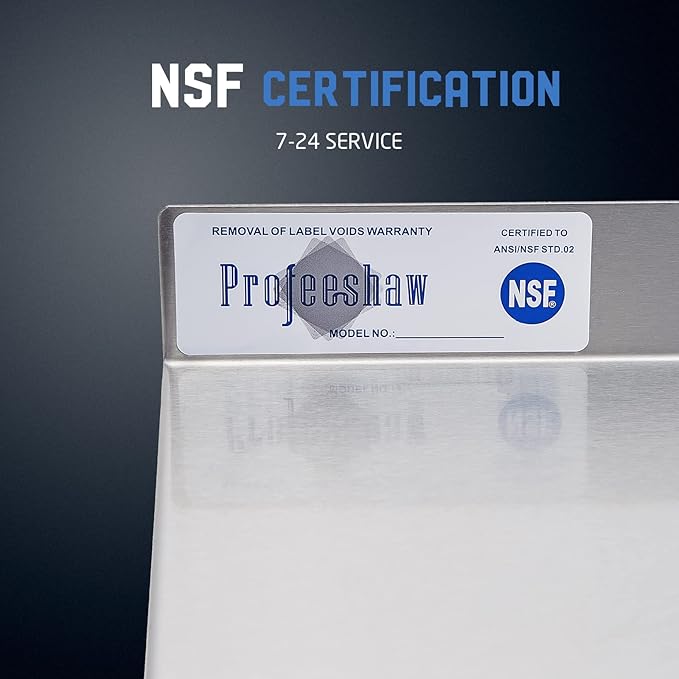 Profeeshaw NSF Stainless Steel Shelf 18” x 72”, 500 lb Commercial Shelves Wall Mounted Metal Shelving with Backsplash and 2 Brackets for Restaurant, Bar, Utility Room, Kitchen and Garage