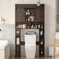 Farmhouse Storage Cabinet Over Toilet with Sliding Doors，Over The Toilet Storage Cabinet, Home Space-Saving Toilet Rack, for Bathroom, Restroom, Laundry.Espresso