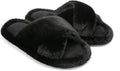 Chantomoo Womens Slippers Memory Foam Fuzzy Cross Band Faux Fur Slippers for Women Gift