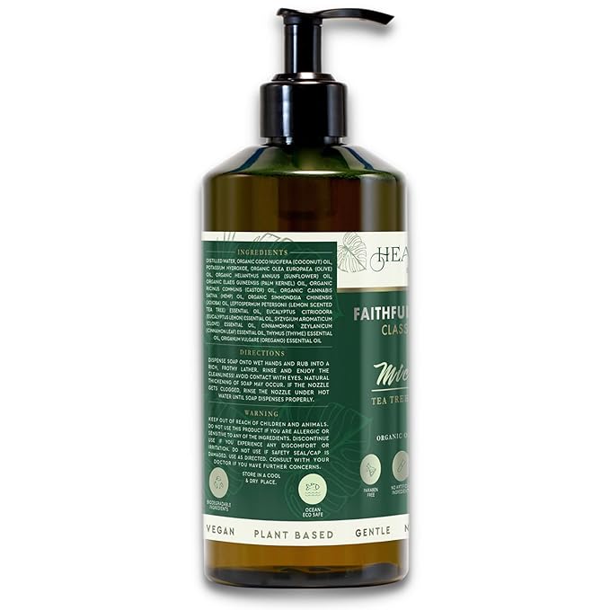Liquid Castile Soap | Organic Olive and Coconut Oils | Non Drying Formula For All Skin Types | Naturally Fragranced Essential Oils (Tea Tree)