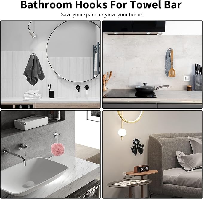 Newfun 8-Pieces 24" Bathroom Hardware Set, Bathroom Accessory Set, Includes 24" Adjustable Bath Towel Bar, Towel Rings Wall Mounted, Toilet Paper Holder, Robe Towel Hooks (Brushed Nickel)