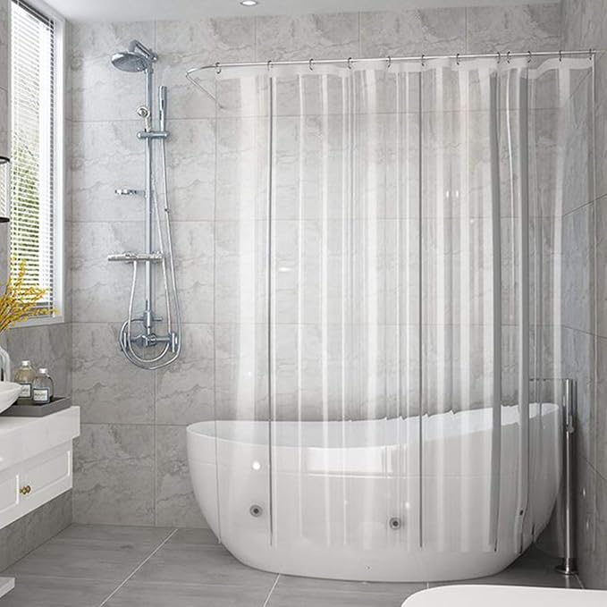 AooHome Extra Long Clear Shower Curtain Liner, 8 Gauge Eva Heavy Duty Classic Shower Liner with Hooks, Bottom Magnets, Water Repellent, Rust Proof Grommets, 72x86 Inches