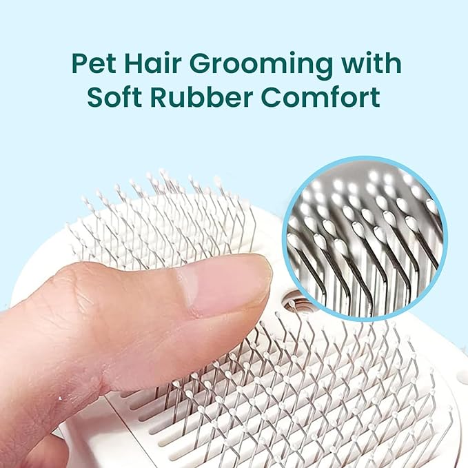 Pet Steam Brush for Dog & Cat, 3 in 1 Spray Hair Removal Comb for Shedding & Grooming, Water Brush for Long & Short Haired Pets, Includes 200ml Shampoo & USB Rechargeable Design (White-2)