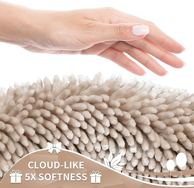 Yimobra Large Bathroom Rug Non Slip 36x24 Inch, Extra Thick Soft Absorbent Chenille Bath Mat, Machine Washable Quick Dry Bath Rugs for Bathroom Floor, Tub and Shower, Home Decor Accessories, Khaki