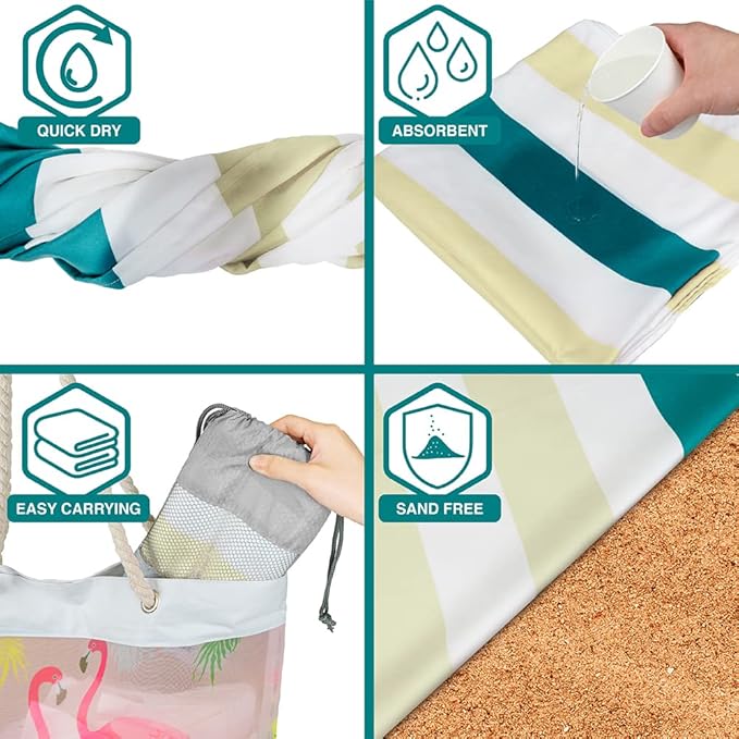 SUN CUBE Microfiber Sand Free Beach Towel - Quick Dry Fast Absorbent Lightweight Towel for Travel Beach Swim Pool Camping Packable Compact Oversized Towel, Sand Resistant - Beige Cream, 60x30 Inches