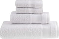 HALLEY Turkish Cotton Towels (4-Pack) Super Soft Quick Absorbent 100% Cotton Towels for Bathroom Kitchen 1 Bath Towel 1 Hand Towel 2 Washcloths (White)