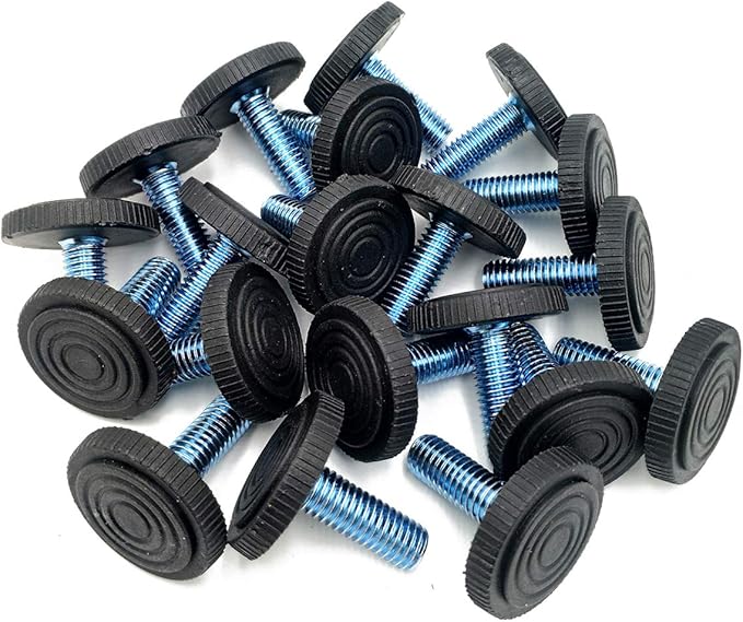 20 PCS Leveling Feet, Adjustable Furniture Feet, M8 Screw On, Black, Round, Metal, Plastic, Non-Slip, Anti-Scratch, Rubber Grip