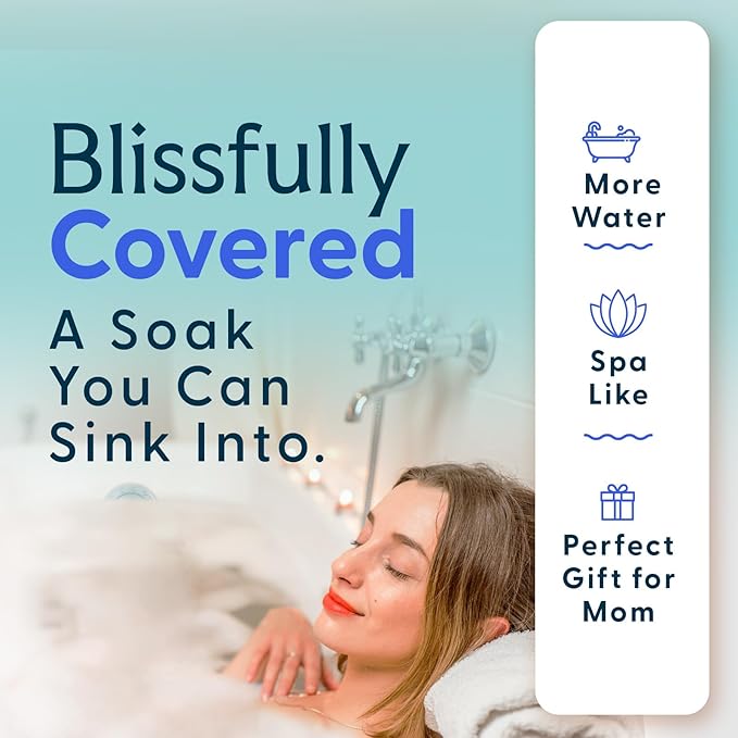 SlipX Solutions Bottomless Bath | Overflow Drain Cover for Tub | Best Gifts for Mom, Spa & Bath Accessories | Drain Block, Water Stopper Plug | Bath Essentials for Women | 4" Diameter, Dusty Blue