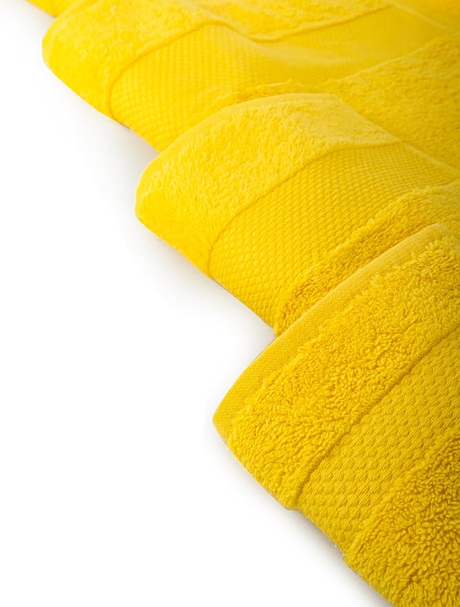 Hencely Premium Bath Towel Set of 4-28x58 Inches - High Absorbency, Quick Drying - 100% Soft Turkish Cotton Towels - Ideal for Home, Bathroom, Hotel, Spa, and Gym - Yellow