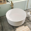 49" Premium Solid Surface Freestanding Bathtub, Upgraded Round Soaking Deep Stone Resin Tub with Overflow and Pop-up Drain, Matte White